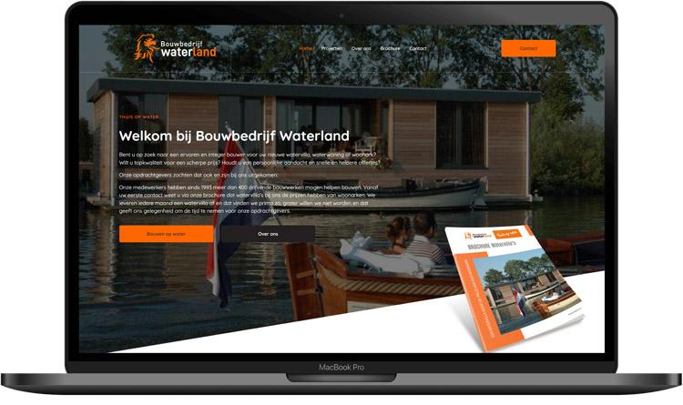 Website van Bouwbedrijf waterland op een laptop
