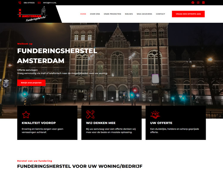 Nieuwe website Funderingsherstel Amsterdam